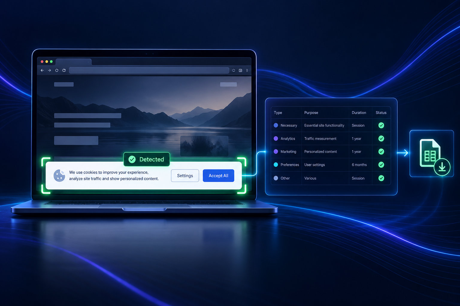 Cookie banner scanner interface